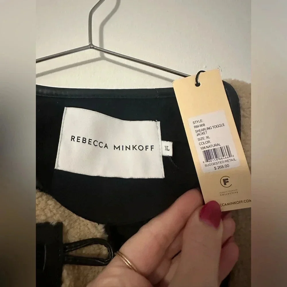 NWT Rebecca Minkoff Fuzzy Shearling Toggle Button Jacket Size XL. - Picture 6 of 12